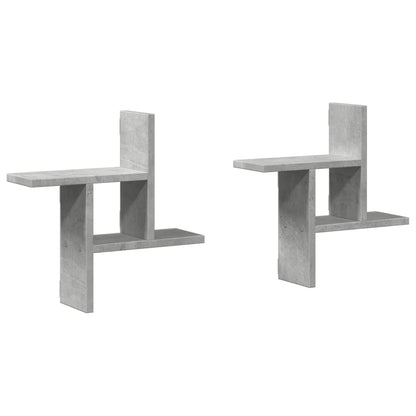 Mensole a Muro 2pz Grigio Cemento 38x12x38 cm in Truciolato