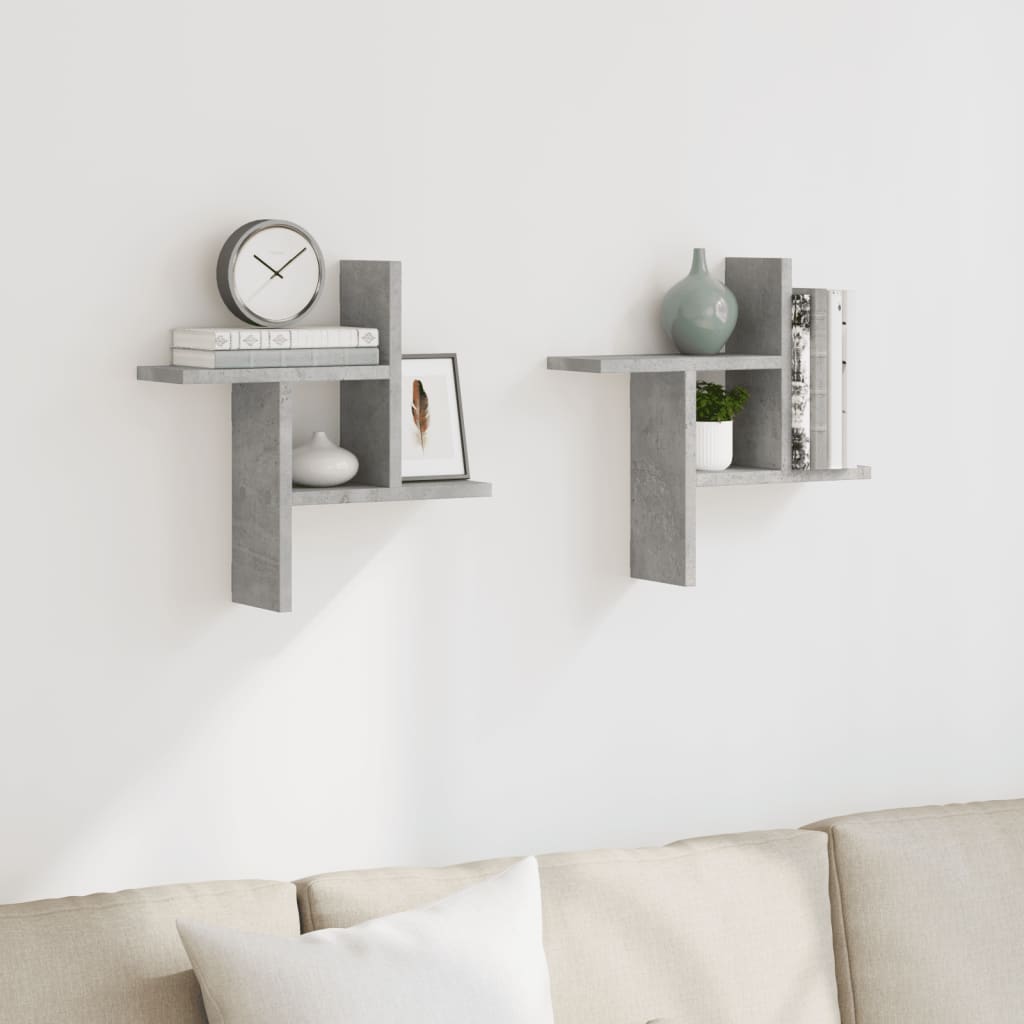 Mensole a Muro 2pz Grigio Cemento 38x12x38 cm in Truciolato