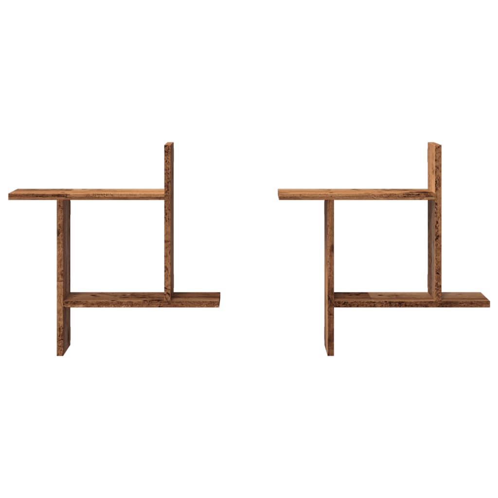 Mensole da Parete 2pz Legno Vecchio 50x12x50 cm in Truciolato