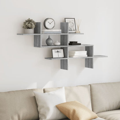 Mensola a Muro Grigio Sonoma 124,5x18x60,5 cm in Truciolato