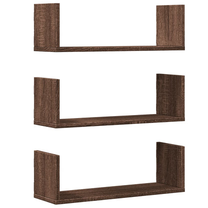 Mensole da Parete 3pz Rovere Marrone 58x18x18 cm in Truciolato