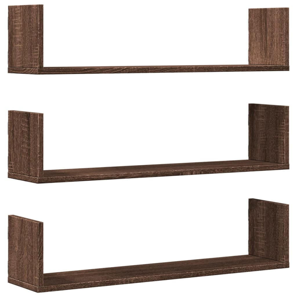 Mensole a Parete 3pz Rovere Marrone 80x18x18 cm in Truciolato