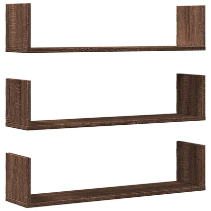 Mensole a Parete 3pz Rovere Marrone 80x18x18 cm in Truciolato