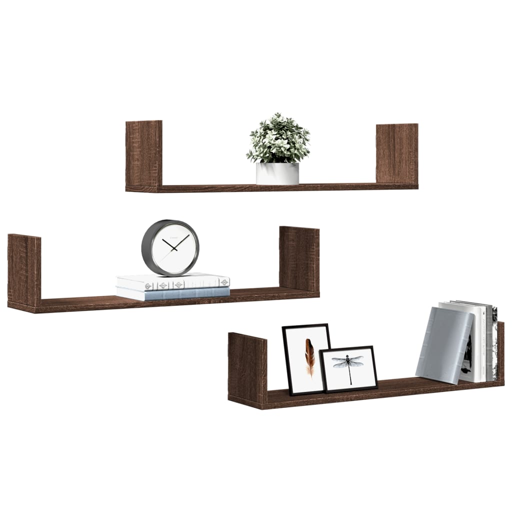 Mensole a Parete 3pz Rovere Marrone 80x18x18 cm in Truciolato