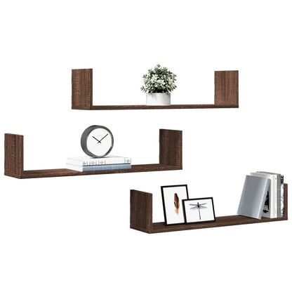 Mensole a Parete 3pz Rovere Marrone 80x18x18 cm in Truciolato