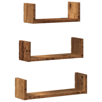 Mensole a Muro 3 pz Legno Antico in Truciolato
