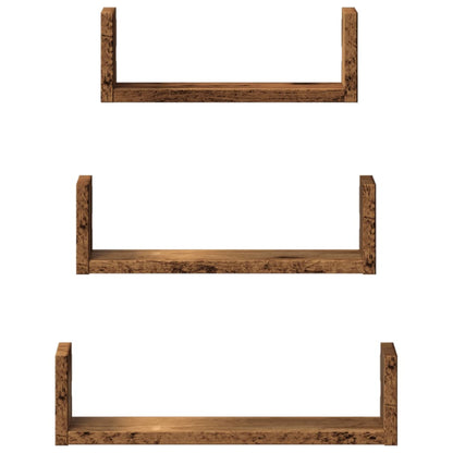 Mensole a Muro 3 pz Legno Antico in Truciolato