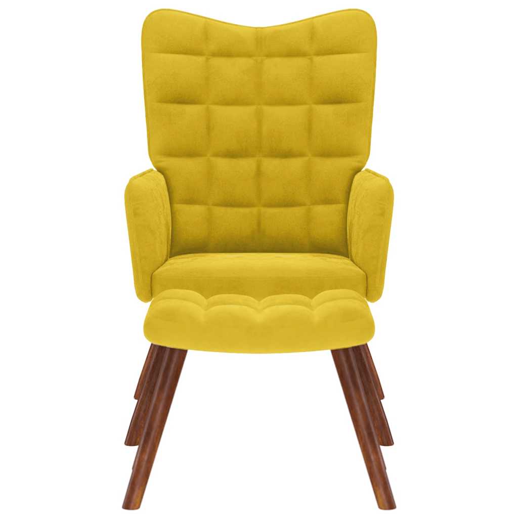 Poltrona Relax con Sgabello in Velluto Giallo