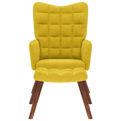 Poltrona Relax con Sgabello in Velluto Giallo