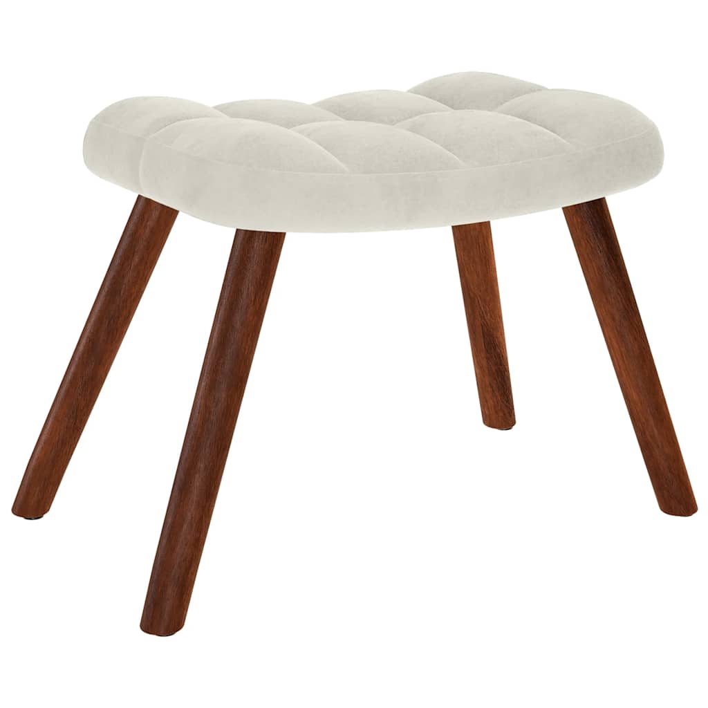 Poltrona Relax con Sgabello in Velluto Crema