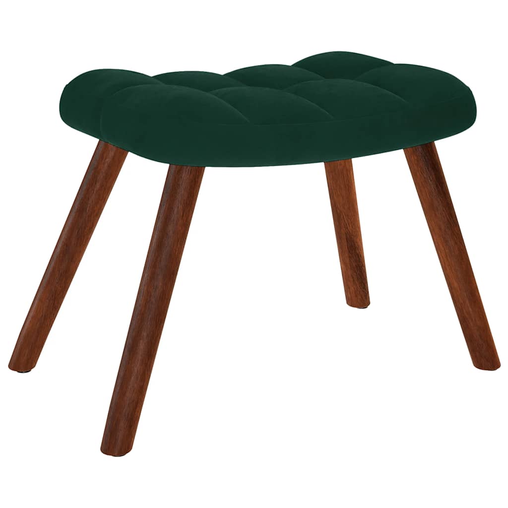 Sedia a dondolo con sgabello in velluto verde scuro