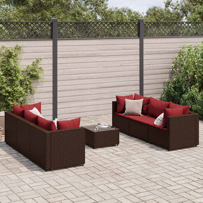 Set Divani da Giardino 7 pz con Cuscini in Polyrattan Marrone