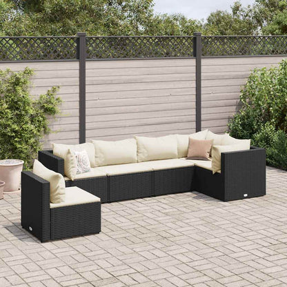 Set Mobili da Giardino 6 pz con Cuscini in Polyrattan Nero