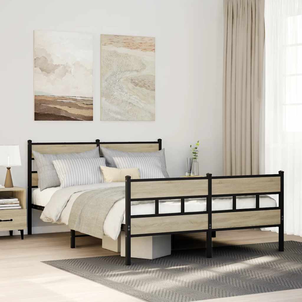 Giroletto senza Materaso in Metallo Rovere Sonoma 150x200 cm