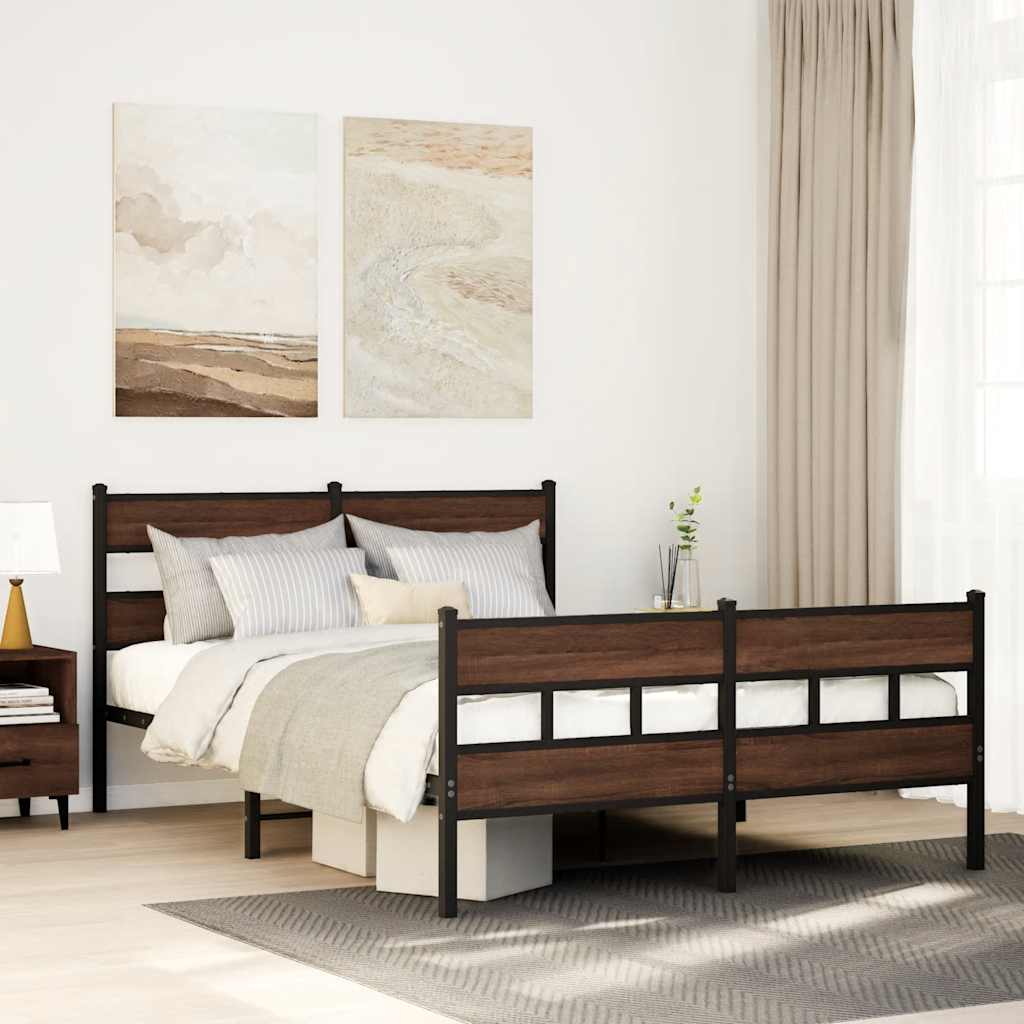 Giroletto senza Materaso in Metallo Rovere Marrone 160x200 cm