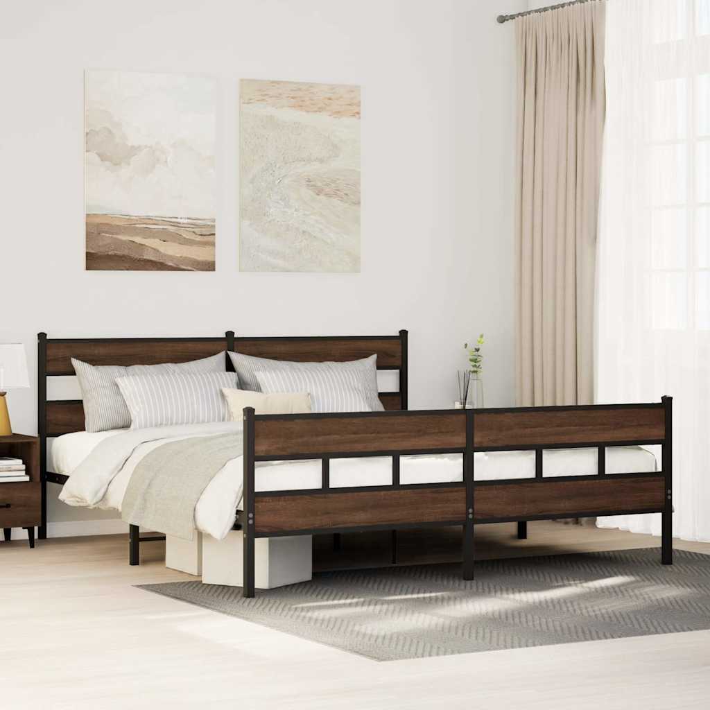 Giroletto senza Materaso in Metallo Rovere Marrone 183x213 cm