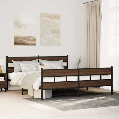Giroletto senza Materaso in Metallo Rovere Marrone 183x213 cm