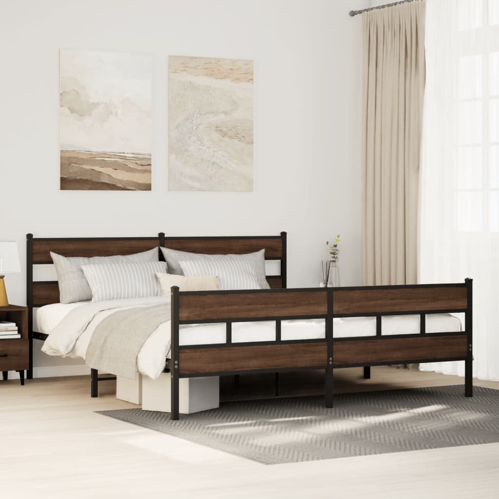 Giroletto senza Materaso in Metallo Rovere Marrone 193x203 cm