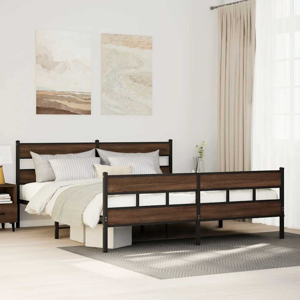 Giroletto senza Materaso in Metallo Rovere Marrone 200x200 cm