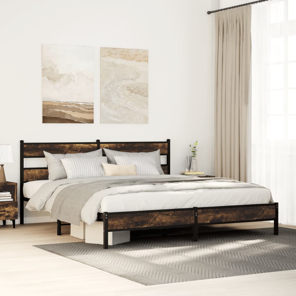 Giroletto senza Materaso in Metallo Rovere Fumo 193x203 cm