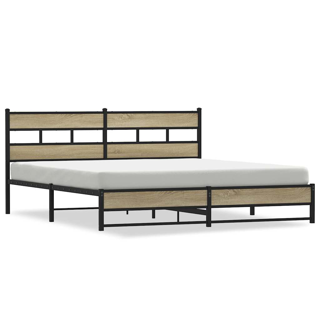 Giroletto senza Materaso in Metallo Rovere Sonoma 180x200 cm
