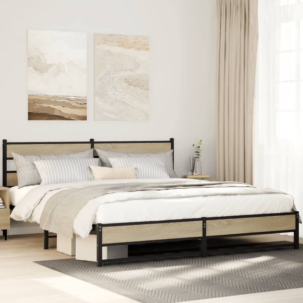 Giroletto senza Materaso in Metallo Rovere Sonoma 200x200 cm