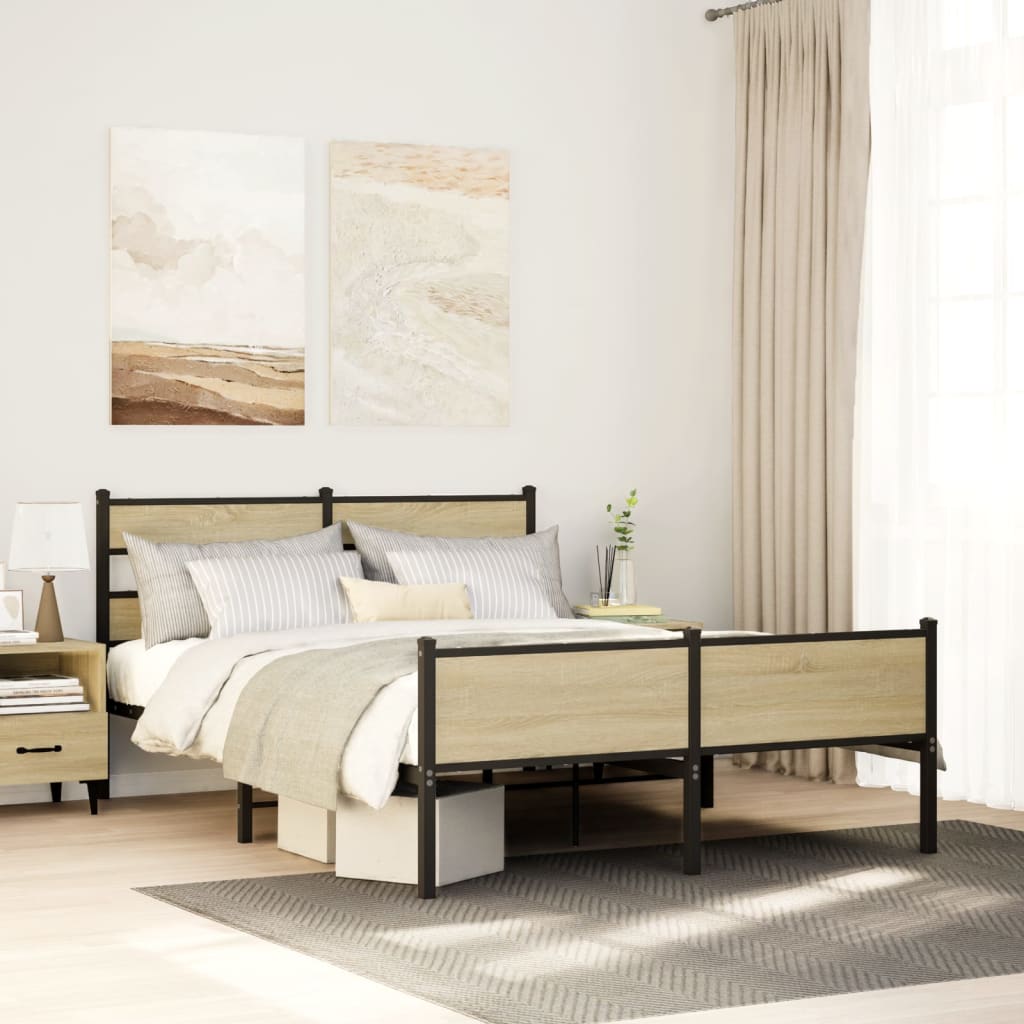 Giroletto senza Materaso in Metallo Rovere Sonoma 160x200 cm