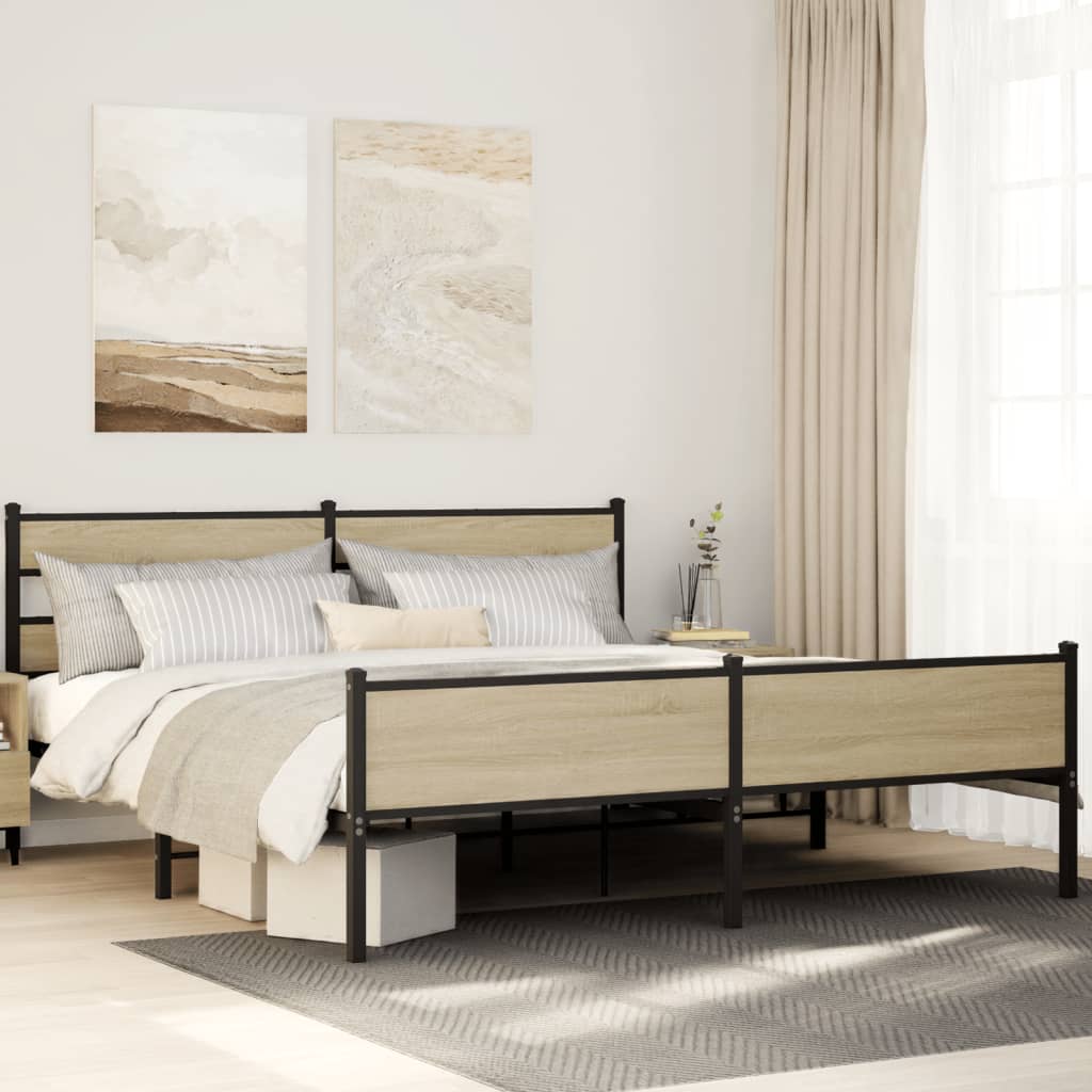 Giroletto senza Materaso in Metallo Rovere Sonoma 183x213 cm