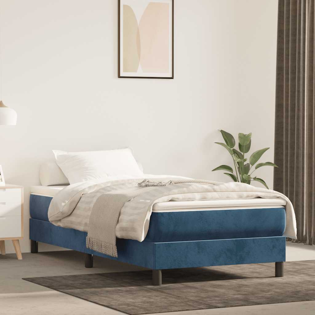 Materasso a Molle Insacchettate RigiditÃ  Media Blu Scuro 80x210x20 cm in Velluto