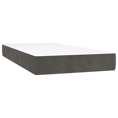 Materasso a Molle Insacchettate RigiditÃ  Media Grigio Scuro 100x210x20 cm in Velluto