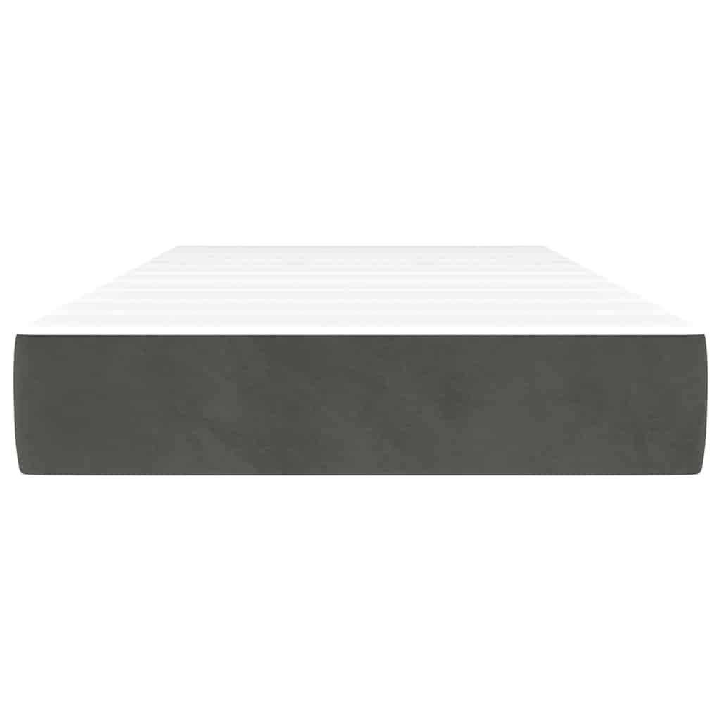 Materasso a Molle Insacchettate RigiditÃ  Media Grigio Scuro 100x210x20 cm in Velluto