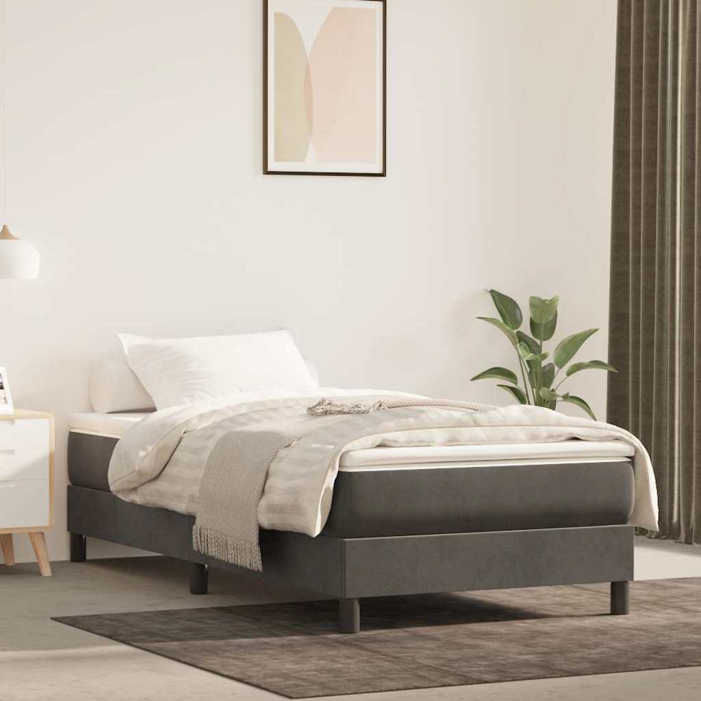 Materasso a Molle Insacchettate RigiditÃ  Media Grigio Scuro 100x210x20 cm in Velluto