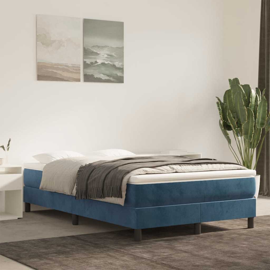Materasso a Molle Insacchettate RigiditÃ  Media Blu Scuro 120x210x20 cm in Velluto