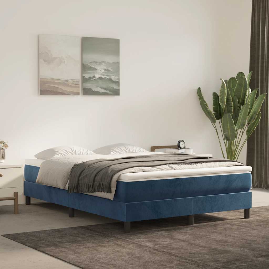Materasso a Molle Insacchettate RigiditÃ  Media Blu Scuro 140x210x20 cm in Velluto