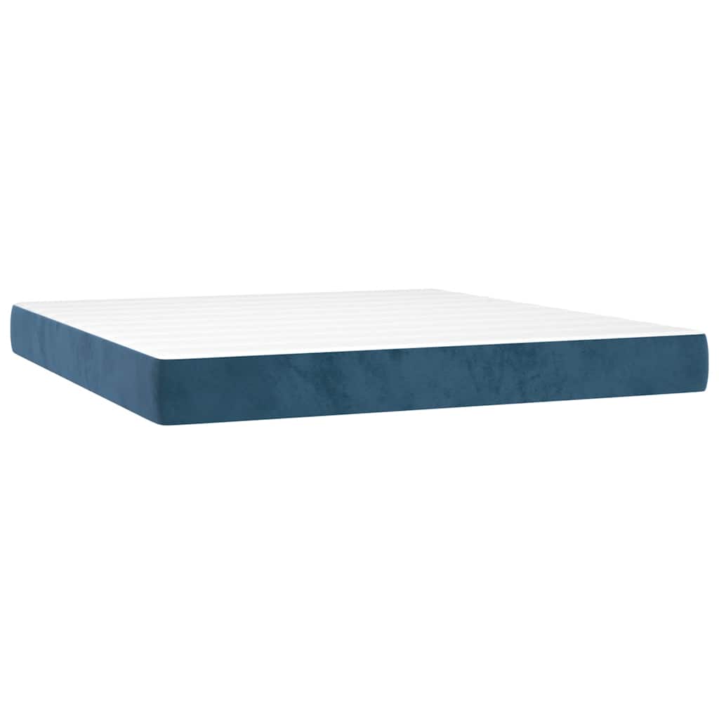 Materasso a Molle Insacchettate RigiditÃ  Media Blu Scuro 160x210x20 cm in Velluto