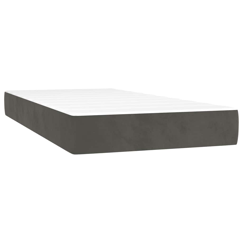 Materasso a Molle Insacchettate RigiditÃ  Media Grigio Scuro 80x220x20 cm in Velluto