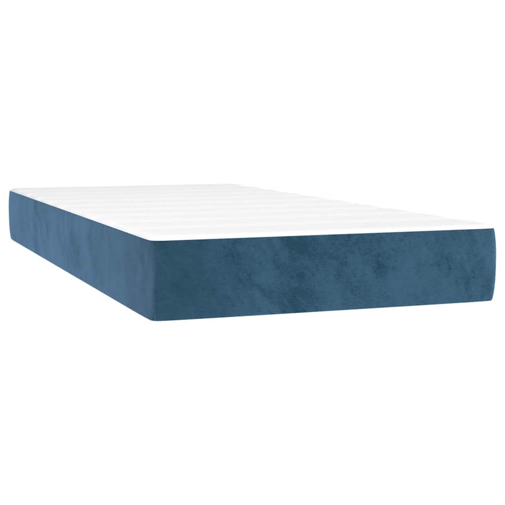 Materasso a Molle Insacchettate RigiditÃ  Media Blu Scuro 80x220x20 cm in Velluto
