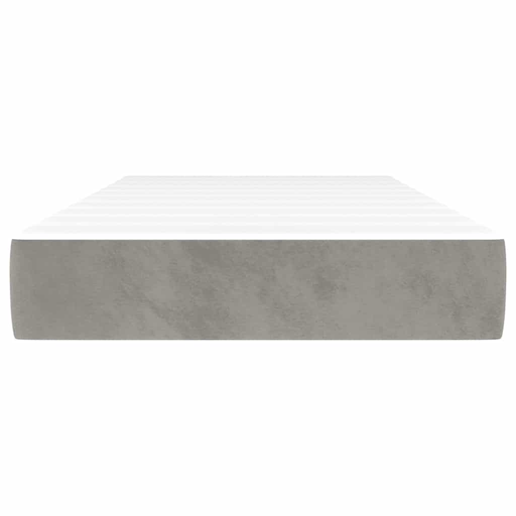 Materasso a Molle Insacchettate RigiditÃ  Media Grigio Chiaro 100x220x20 cm in Velluto