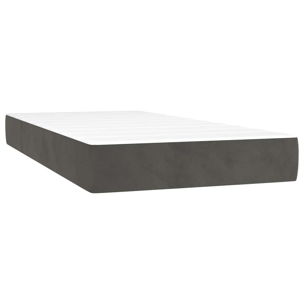 Materasso a Molle Insacchettate RigiditÃ  Media Grigio Scuro 100x220x20 cm in Velluto
