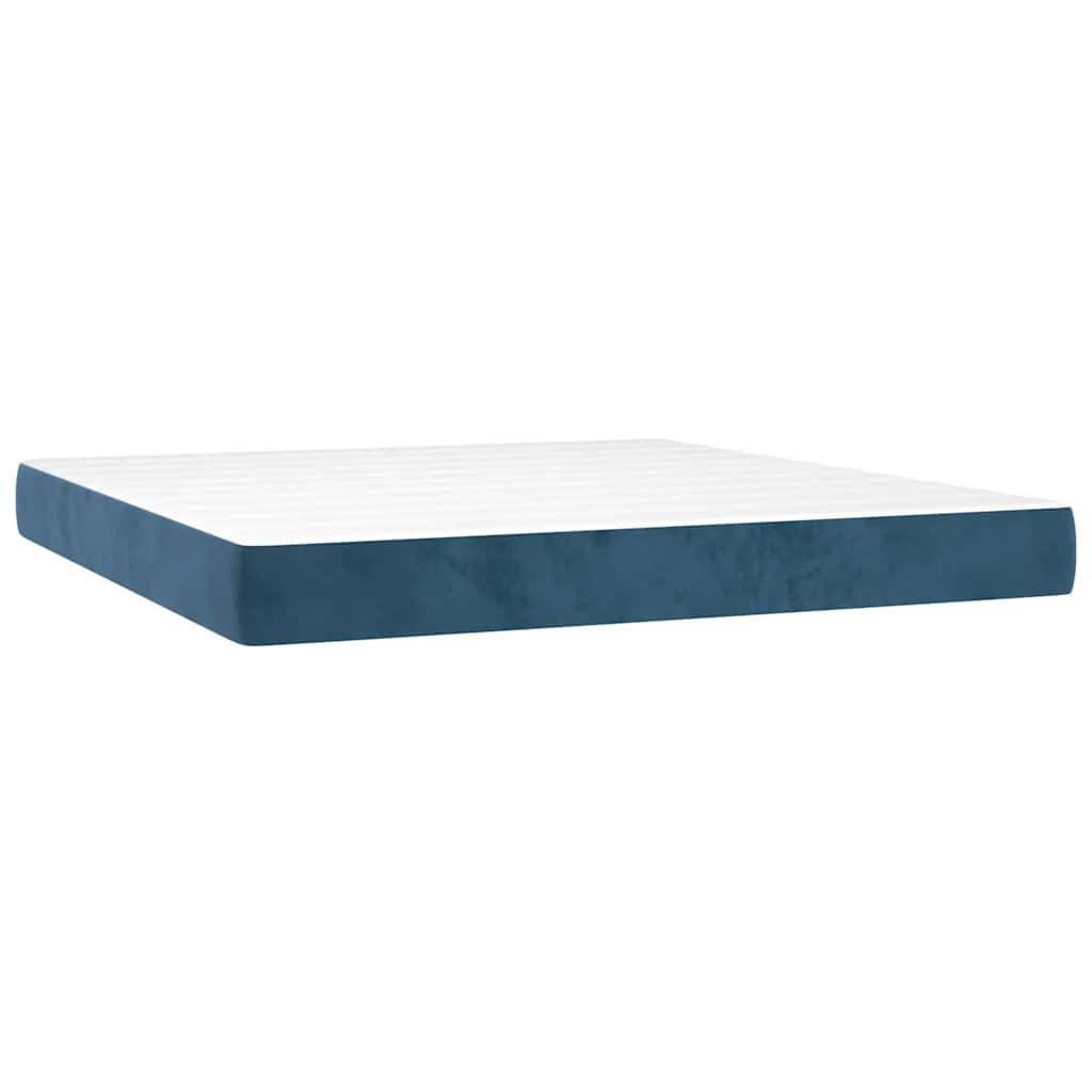 Materasso a Molle Insacchettate RigiditÃ  Media Blu Scuro 160x220x20 cm in Velluto