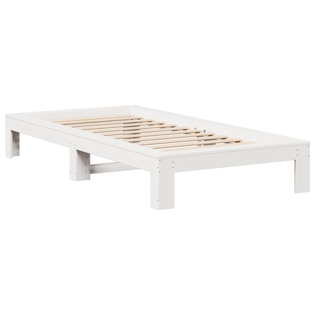 Letto senza Materasso Bianco 75x190 in Legno Massello di Pino