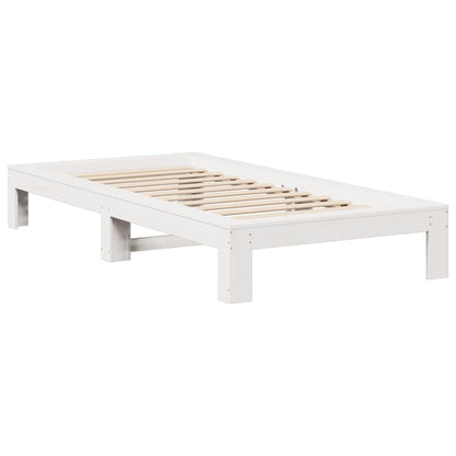 Letto senza Materasso Bianco 75x190 in Legno Massello di Pino