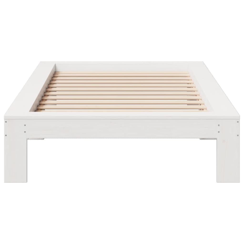 Letto senza Materasso Bianco 75x190 in Legno Massello di Pino