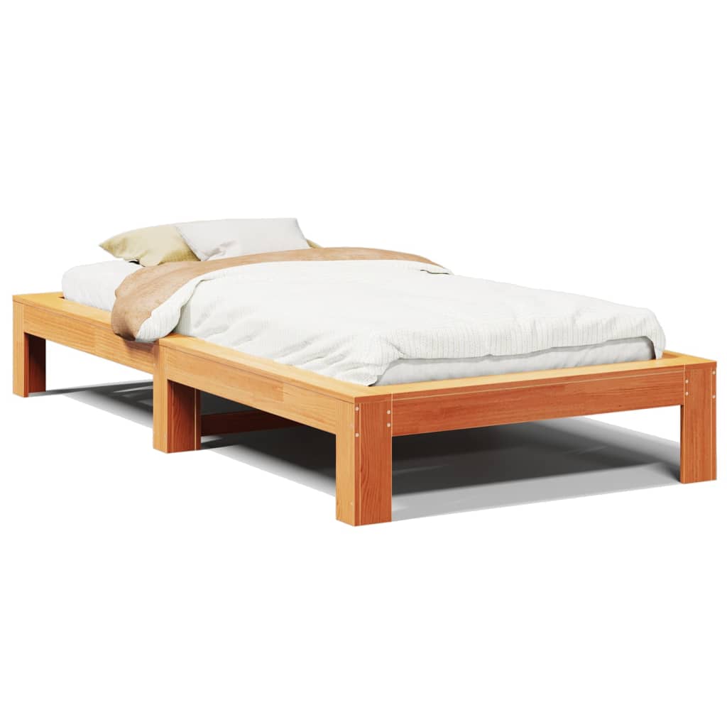 Letto senza Materasso Marrone Cera 75x190 cm in Legno di Pino