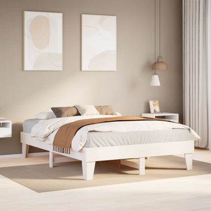 Letto senza Materasso Bianco 150x200 cm Legno Massello di Pino
