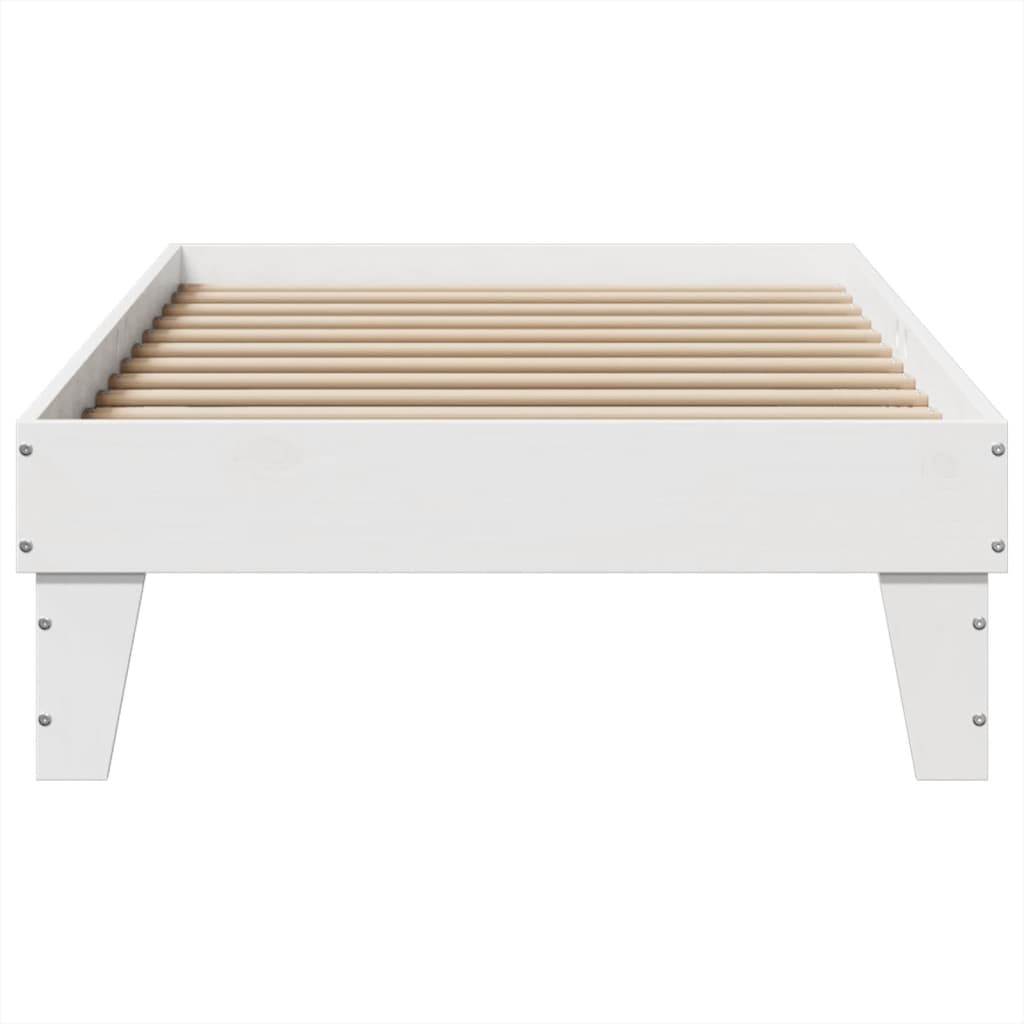 Letto senza Materasso Bianco 75x190 in Legno Massello di Pino