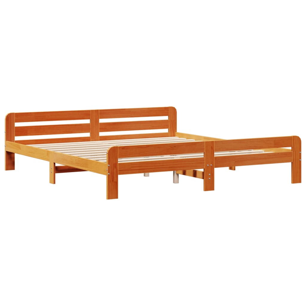 Letto senza Materasso Marrone Cera 200x200 cm in Legno di Pino