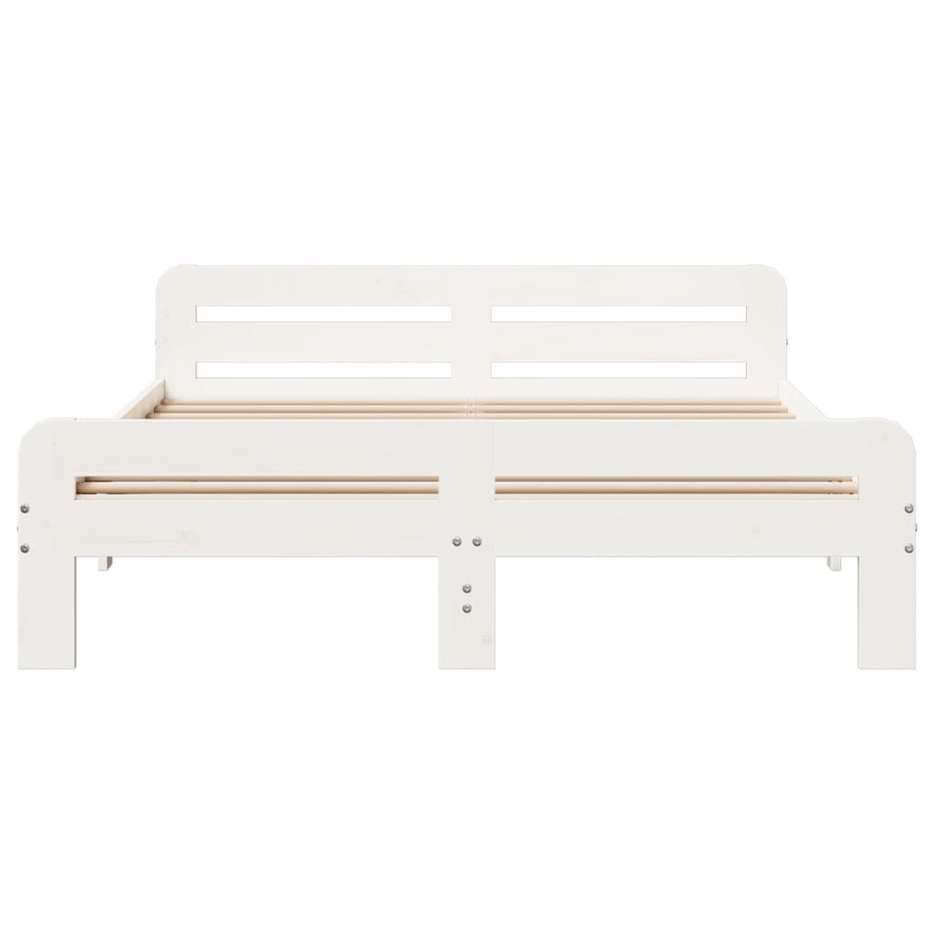 Letto senza Materasso Bianco 160x200 cm Legno Massello di Pino