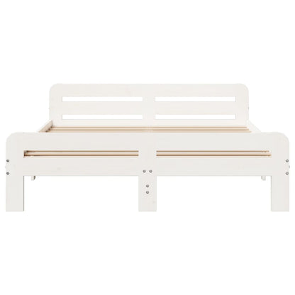 Letto senza Materasso Bianco 160x200 cm Legno Massello di Pino