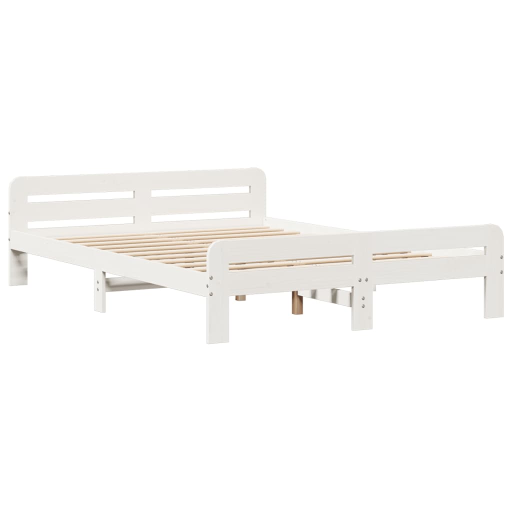 Letto senza Materasso Bianco 150x200 cm Legno Massello di Pino